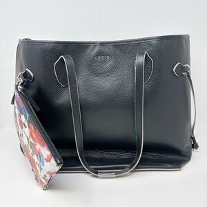 Lodis Black Tote with Floral Pouch